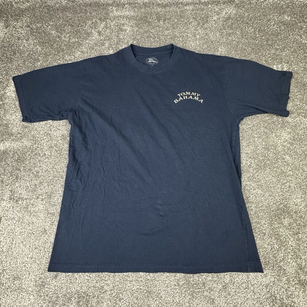 Tommy Bahama Beach T-Shirt Mens Medium Navy Blue Graphic Print Casual Summer
